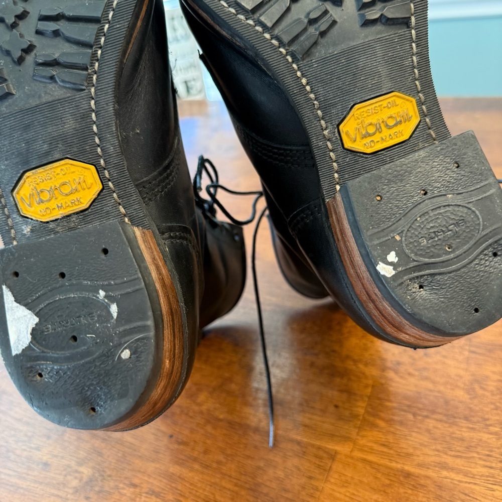 Vintage Durango Men’s 8.5 Black Leather Kiltie Packer Western Lace-Up Boots - Picture 10 of 15